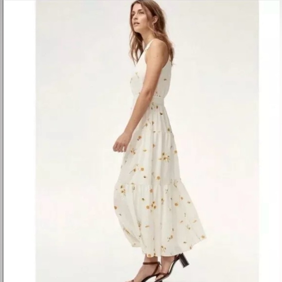Aritzia Wilfred Effet Dress White Yellow Floral Tiered Maxi Dress‎ Boho Coquette - Picture 3 of 5